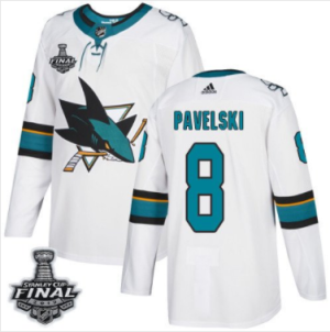 Sharks #8 Joe Pavelski Weiß 2019 Stanley Cup Final Stitched